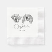 シンプル我々は犬の手のスケッチの結婚行う 縁ありカクテルナプキン (正面)