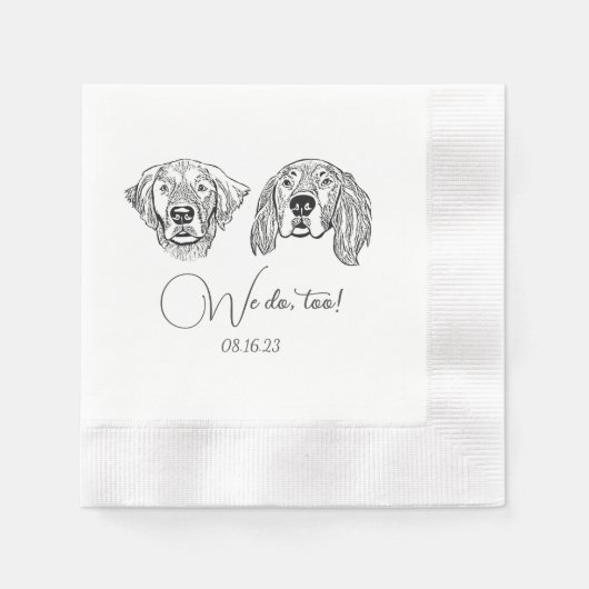 シンプル我々は犬の手のスケッチの結婚行う 縁ありカクテルナプキン (正面)