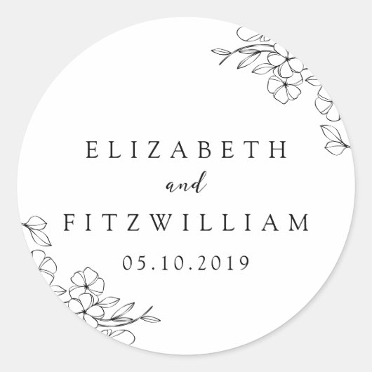 シンプル手エレガント引きさくらんぼの結婚花 ラウンドシール (正面)