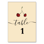 シンプル手エレガント引き白い赤さくらんぼ テーブルナンバー (裏面)