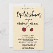 シンプル手エレガント引き白い赤さくらんぼ 招待状 (正面)