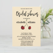 シンプル手エレガント引き白い赤さくらんぼ 招待状 (スタンド正面)