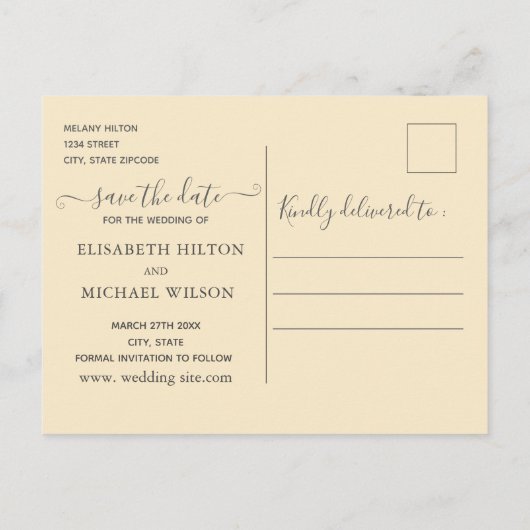 シンプル手エレガント引き白い赤さくらんぼ 案内ポストカード (裏面)