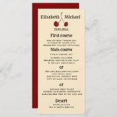 シンプル手エレガント描き白い赤さくらんぼ メニュー (正面/裏面)