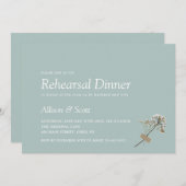 シンプル手ミニマル押しフローラリハーサルディナー 招待状 (正面/裏面)