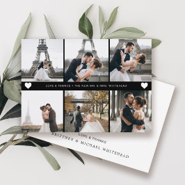 シンプル手モダン入力フォトコラージブラック サンキューカード