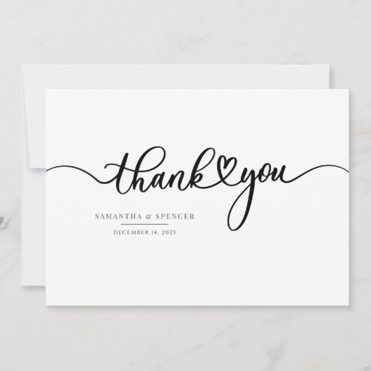シンプル手モダン結婚文字 サンキューカード (正面)