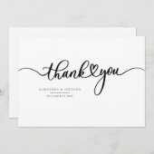 シンプル手モダン結婚文字 サンキューカード (正面/裏面)