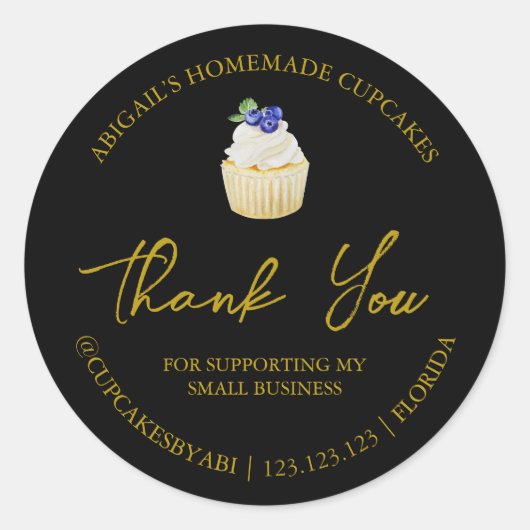 シンプル手作りカップケーキありがとうレーベル ラウンドシール (正面)