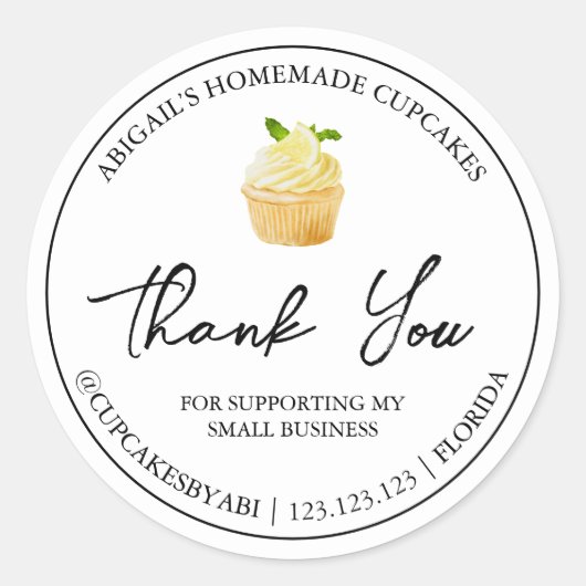 シンプル手作りカップケーキサンキューラベル ラウンドシール (正面)