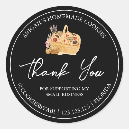 シンプル手作りクッキーありがとうご案内 ラウンドシール (正面)