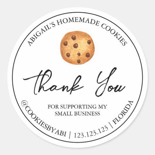 シンプル手作りクッキーありがとうご案内 ラウンドシール (正面)