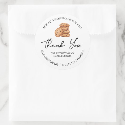 シンプル手作りクッキーありがとうご案内 ラウンドシール (バッグ)