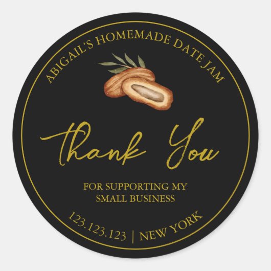 シンプル手作りデイトジャムサンキューラベル ラウンドシール (正面)