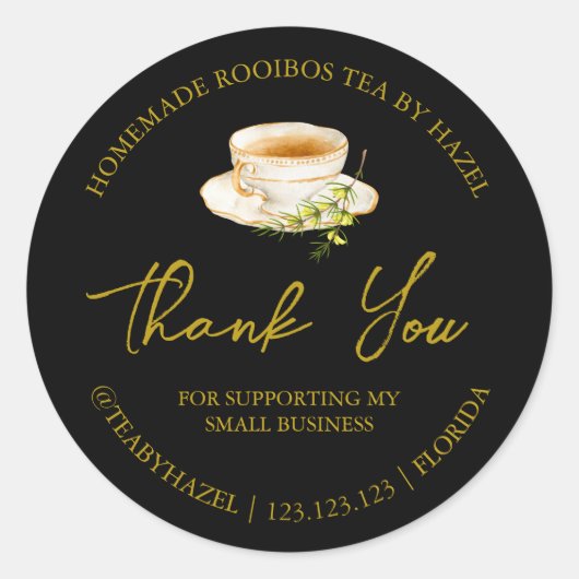シンプル手作りルイボス茶ありがとうラベル ラウンドシール (正面)