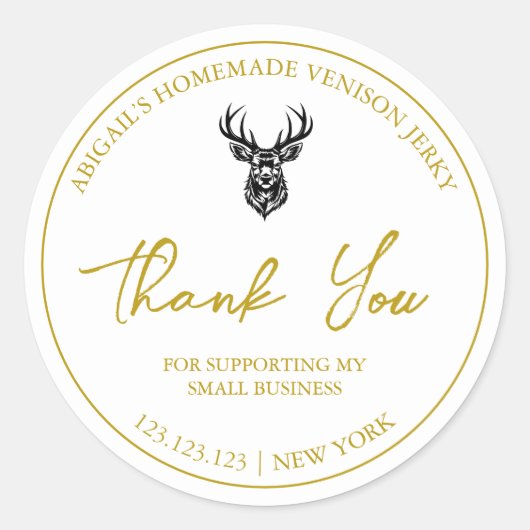 シンプル手作りヴェニソンジェルキーサンキューラベル ラウンドシール (正面)