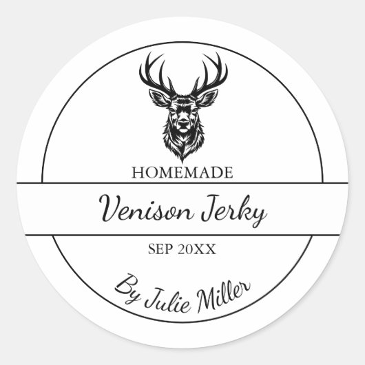 シンプル手作りヴェニソンディアジャーキーラベル ラウンドシール (正面)