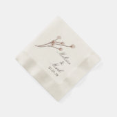 シンプル手引き綿花モノグラム 縁ありカクテルナプキン (角)