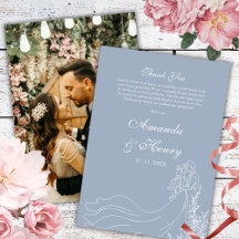 シンプル手描きカップル写真ダスティブルー結婚ズ