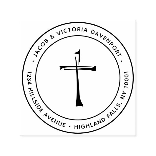 シンプル手描きキリスト教クロス差出人住所 セルフインキングスタンプ (デザイン)