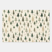シンプル手描きクリームパインツリー ラッピングペーパーシート (正面3)