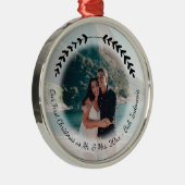 シンプル手描きデザイン旅行新婚旅行フォト メタルオーナメント (右)