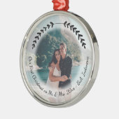 シンプル手描きデザイン旅行新婚旅行フォト メタルオーナメント (左)