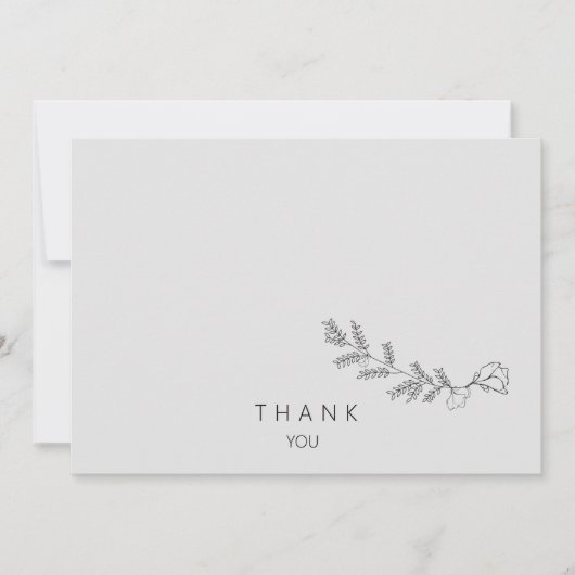 シンプル手描きフローラステム愛メモリ サンキューカード (正面)