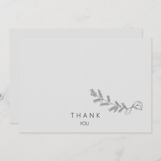 シンプル手描きフローラステム愛メモリ サンキューカード (正面/裏面)