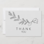 シンプル手描きフローラステム葬儀ありがとう サンキューカード (正面)