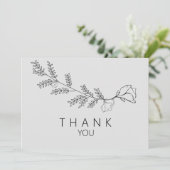 シンプル手描きフローラステム葬儀ありがとう サンキューカード (スタンド正面)