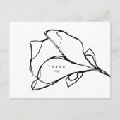 シンプル手描きフローラステムII葬儀ありがとう ポストカード (正面)