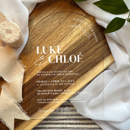 シンプル手描きボタユニークニカルア結婚チ アクリル招待状