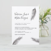 シンプル手描きヤシの木の葉ブラック結婚ズ 招待状 (スタンド正面)