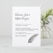 シンプル手描きヤシの木結婚葉 招待状 (スタンド正面)