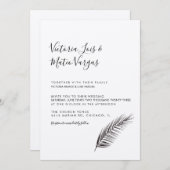 シンプル手描きヤシの木結婚葉 招待状 (正面/裏面)