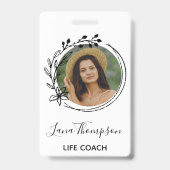 シンプル手描きリースプロファイル写真 バッジ (Front)