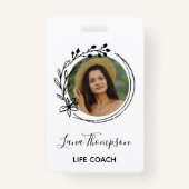 シンプル手描きリースプロファイル写真 バッジ (正面)