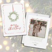 シンプル手描きリース写真クリスマス シーズンカード