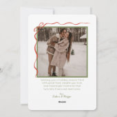 シンプル手描きリース写真クリスマス シーズンカード (裏面)