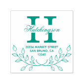 シンプル手描きリース |緑の差出人住所 セルフインキングスタンプ (デザイン)