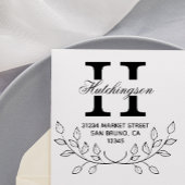 シンプル手描きリース |緑の差出人住所 セルフインキングスタンプ