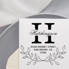 シンプル手描きリース |緑の差出人住所 セルフインキングスタンプ