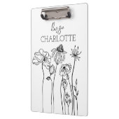 シンプル手描きワイルドフラワーカスタムナース クリップボード (左)