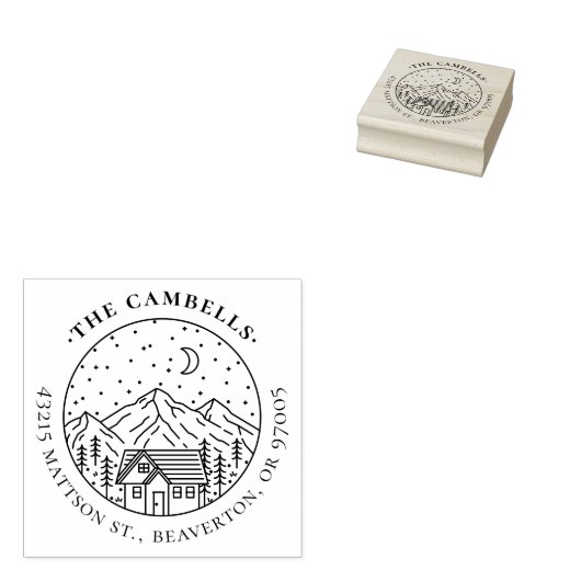 シンプル手描き差出人住所マウンテンナイト ラバースタンプ (押印)