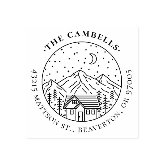 シンプル手描き差出人住所マウンテンナイト ラバースタンプ (インプリント)