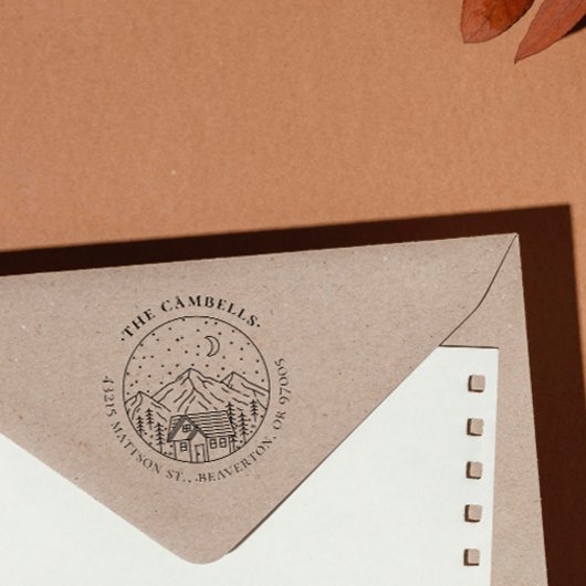 シンプル手描き差出人住所マウンテンナイト ラバースタンプ