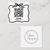 シンプル手描き弓ロゴソーシャルメディアQRコード スクエア名刺 (正面/裏面)