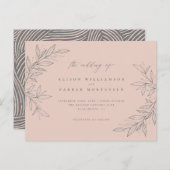 シンプル手描き緑の赤面ボタニカル結婚ズ インビテーションポストカード (正面/裏面)