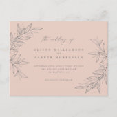 シンプル手描き緑の赤面ボタニカル結婚ズ インビテーションポストカード (正面)